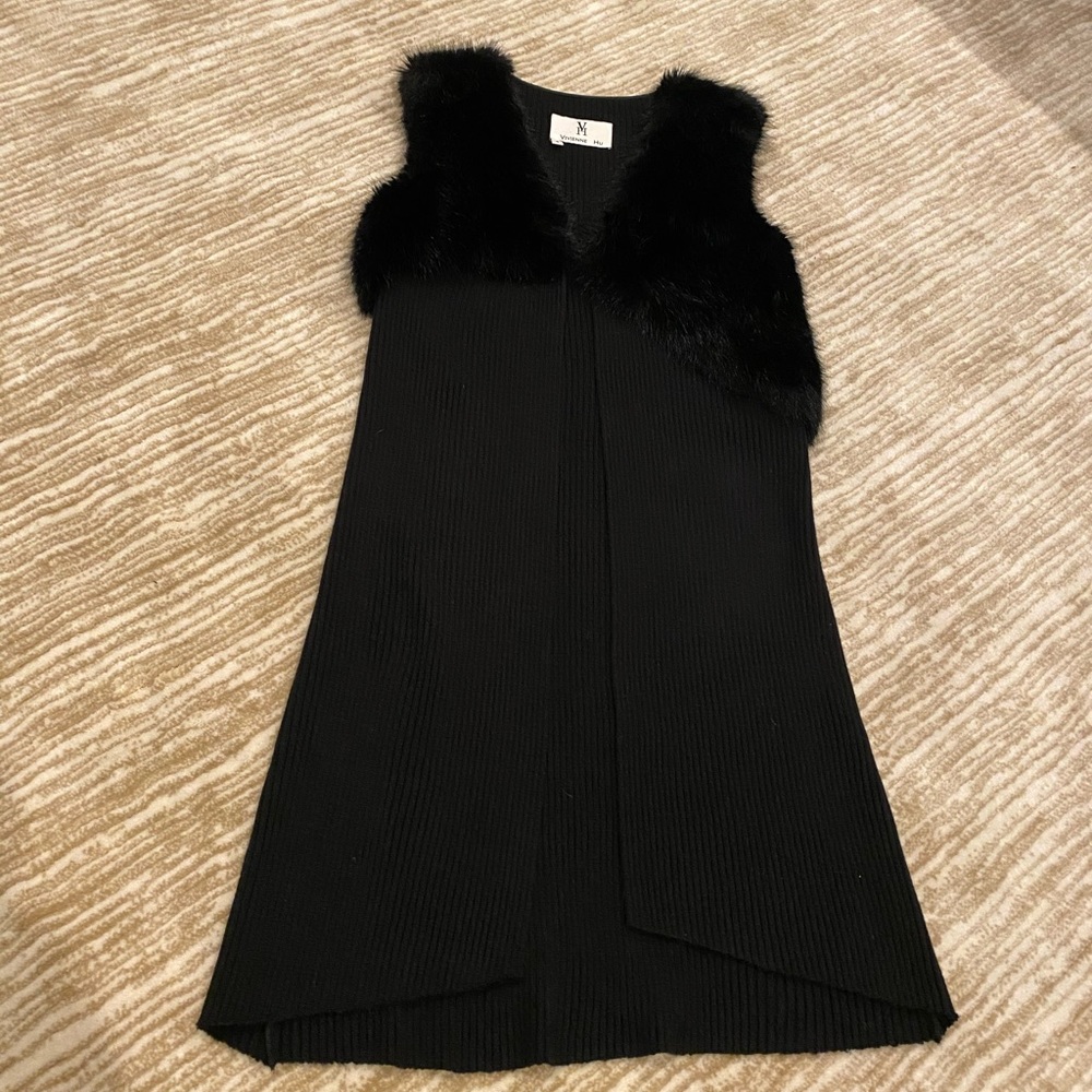 Asymmetric Open Knit Vest size 4 (XXS to S)
